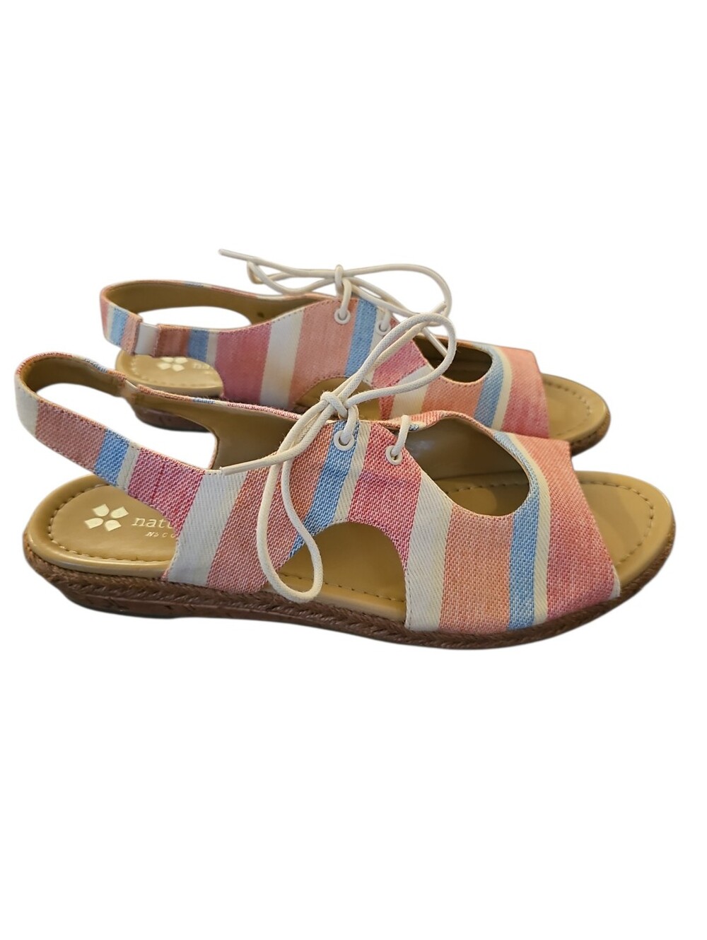 Naturalizer Reilly Women’s Striped Lace-Up Open-Toe Sandals in Pastel Pink 9M - Picture 4 of 7